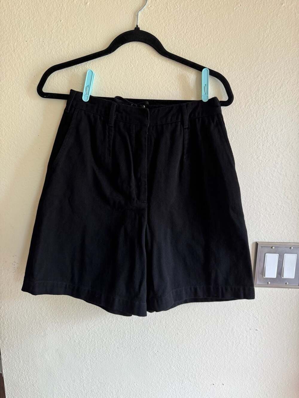 Prada Black Cotton Lace-Up Back Bermuda Shorts with Triangle Logo Size Medium W1